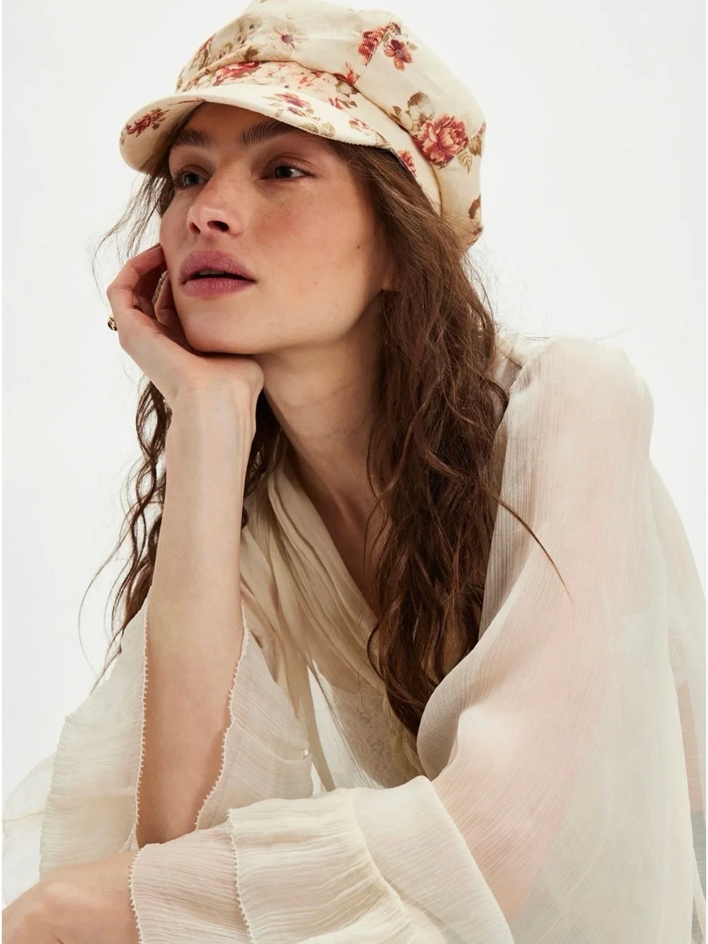Free people floral cabbie cadet cap